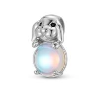 ZUOHUI Breloque lapin en argent sterling S925 avec pierre de lune - Adorable bijou animal for bracelets, colliers et cadeaux (femmes, adolescentes, mère-fille)