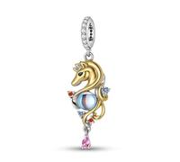 ZUOHUI Breloque licorne en argent sterling S925 - Pendentif en pierre de lune plaqué or 14 carats for bijoux, bracelets et cadeaux (femmes, filles, sœurs)