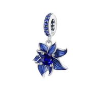 ZUOHUI Breloque lotus bleu en argent sterling 925 for la fabrication de bijoux, pendentif floral for femme, cadeau for bracelet, collier, porte-clés (2,1 cm)