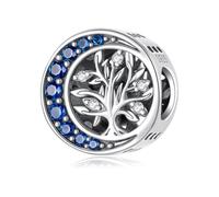 ZUOHUI Breloque lune bleue mystique et arbre de vie en argent sterling 925 - Perle céleste à créer soi-même for bracelets | Cadeaux spirituels for femmes et sœurs (anniversaire, Saint-Valentin)