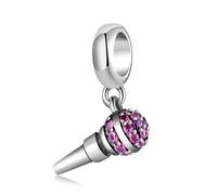 ZUOHUI Breloque microphone en argent sterling 925 Pavé CZ | Convient au bracelet Pandora | Bijoux DIY | Cadeau mélomane(PD0119)