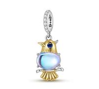 ZUOHUI Breloque oiseau en argent sterling S925 avec pierre de lune - Bijoux DIY plaqués or 14 carats for bracelets, colliers et porte-clés, cadeau for femmes (mères, sœurs, filles)