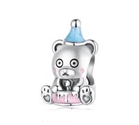 ZUOHUI Breloque ours en argent sterling S925, compatible avec les bracelets Pandora, Biagi, Troll et Chamilia. Cadeau idéal for porte-clés, colliers et bracelets.