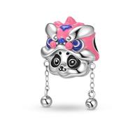 ZUOHUI Breloque Panda Danse du Lion - Argent sterling 925, résine coulée, trou de 4,5 mm for bracelets Pandora, cadeau de création de bijoux for femme, sœur, maman (anniversaire, Saint-Valentin)