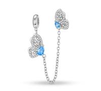 ZUOHUI Breloque papillon en argent sterling S925 avec zircon bleu, idéale for la création de bijoux (bracelets, colliers, porte-clés). Cadeau parfait for elle, votre épouse ou votre maman.