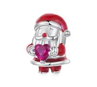 ZUOHUI Breloque Père Noël aimant en argent sterling S925 for femme, compatible avec les bracelets et colliers Pandora, Biagi, Troll et Chamilia.