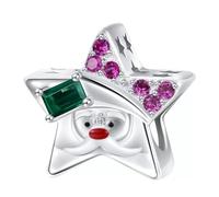 ZUOHUI Breloque Père Noël étoile en argent sterling 925 for femme - Accessoire de création de bijoux for bracelets et colliers | Cadeau festif for anniversaires, fêtes et fête des Mères
