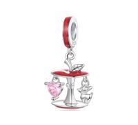 ZUOHUI Breloque pomme de Noël en argent sterling S925 for femme, compatible avec les bracelets et colliers Pandora, Biagi, Troll et Chamilia.