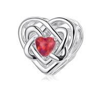 ZUOHUI Breloque romantique en argent sterling S925 en forme de cœur rouge entrelacé, idéale for la création de bijoux, bracelets et cadeaux de Saint-Valentin for femmes, épouses et sœurs.