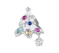 ZUOHUI Breloque sapin de Noël en argent sterling S925 for femme, compatible avec les bracelets et colliers Pandora, Biagi, Troll et Chamilia.