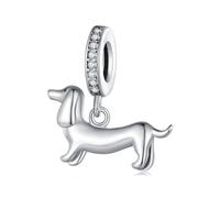 ZUOHUI Breloque teckel en cuivre plaqué platine - Perle de bijoux DIY for bracelets, colliers et porte-clés - Cadeau for femme, épouse, maman (1,6 cm)