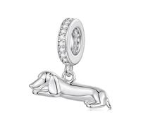 ZUOHUI Breloque teckel endormi - Perle en cuivre for bracelets, colliers et porte-clés | Cadeau compatible Pandora for elle (anniversaire/Saint-Valentin)