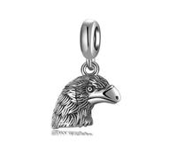 ZUOHUI Breloque tête d'aigle oxydée en argent Sterling S925 for femmes, for Bracelets Pandora, fabrication de bijoux à faire soi-même, perle d'oiseau Punk unisexe