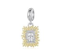 ZUOHUI Breloque tête de mort de guitariste en argent sterling 925 for bracelet Pandora, cadeau for femme, épouse ou fille(SCC3251)