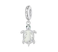 ZUOHUI Breloque tortue phosphorescente for femme, perle en cuivre plaqué platine for bracelets, colliers et porte-clés à faire soi-même - 4,5 trous for breloques Pandora/européennes (2,5 x 1 cm)