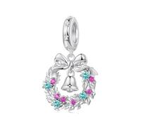 ZUOHUI Breloques cloches de Noël en argent sterling S925 for femme, compatibles avec les bracelets et colliers Pandora, Biagi, Troll et Chamilia.