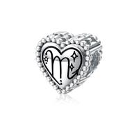 ZUOHUI Breloques cœur zodiaque en argent sterling 925 for femme - 12 perles constellations for bracelets et colliers | Cadeau idéal for un anniversaire, la fête des Mères ou un anniversaire de mariage