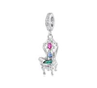 ZUOHUI Breloques de conte de fées en cuivre plaqué platine for femmes, fabrication de bijoux à faire soi-même, perles de tasse à thé licorne château for Bracelets Pandora(Magic Stool YIC189)
