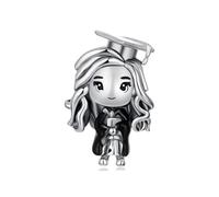 ZUOHUI Breloques en argent sterling 925 - Collection de pendentifs en forme de chapeau de remise de diplôme et d'animal avec détails en émail, compatibles avec Pandora/Biagi/Troll/Chamilia (coffret ca