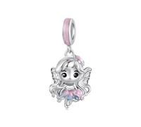 ZUOHUI Breloques en argent sterling 925 for femme, style féerique rose tendre, collection fleurs, compatibles avec les bracelets Pandora. Idéales for les fêtes et la création de bijoux.(BSC1201)