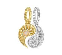 ZUOHUI Breloques en argent sterling 925 - Pendentif Yin Yang Soleil et Lune avec zircone 3A et opale synthétique, breloques Taiji mystiques DIY compatibles avec Pandora/Biagi/Troll/Chamilia (coffret c