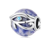 ZUOHUI Breloques en argent sterling 925 - Perles de bijoux bohèmes en pierre bleue synthétique œil d'Horus, compatibles avec les bracelets et colliers Pandora/Biagi/Troll/Chamilia (coffret cadeau incl