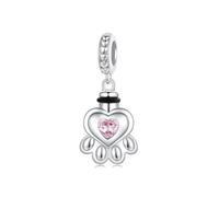 ZUOHUI Breloques en argent sterling 925 pour bracelets Pandora, pendentif cœur rose en zircone cubique, bijou commémoratif à personnaliser pour les cendres d'animaux de compagnie(Engraving available)