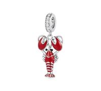 ZUOHUI Breloques en argent Sterling S925, homard, écrevisse, perle d'été amusante, fabrication de bijoux for femmes, Bracelet Pandora, collier