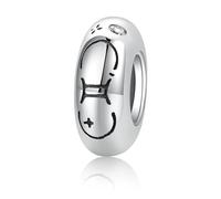 ZUOHUI Breloques en argent sterling S925 plaqué platine for femme, 12 signes du zodiaque, compatibles avec les bracelets et colliers Pandora, Biagi, Troll et Chamilia.(Gemini)