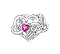 ZUOHUI Breloques en forme de cœur en argent sterling S925 for la fabrication de bijoux, cadeaux de fête des mères for femmes, compatibles avec les bracelets Pandola et européens(BSC1252)