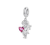ZUOHUI Breloques en forme de cœur en argent sterling S925 for la fabrication de bijoux, cadeaux de fête des mères for femmes, compatibles avec les bracelets Pandola et européens(BSC1250)