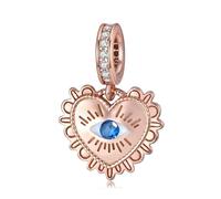 ZUOHUI Breloques en forme de cœur œil du diable en argent sterling 925 for bracelet Pandora, fabrication de bijoux DIY(PD0714)