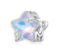 ZUOHUI Breloques en perles attrape-rêves en cuivre plaqué platine for la fabrication de bijoux, motif ciel étoilé, cadeau for femme, compatible avec les bracelets européens(YIC150)