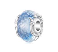 ZUOHUI Breloques en perles attrape-rêves en cuivre plaqué platine for la fabrication de bijoux, motif ciel étoilé, cadeau for femme, compatible avec les bracelets européens(YIC149)