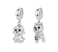 ZUOHUI Breloques en Perles de Chien Westie pour Bracelets Pandora(2pcs)
