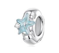 ZUOHUI Breloques Étoile de mer, Coquillage et Planche de surf en argent sterling S925 - Perles pour la création de bijoux DIY, compatibles avec les bracelets Pandora(Starfish Silicone Spacer Bead)