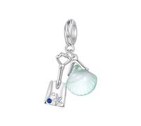 ZUOHUI Breloques Étoile de mer, Coquillage et Planche de surf en argent sterling S925 - Perles pour la création de bijoux DIY, compatibles avec les bracelets Pandora(Shell+Shovel)
