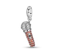 ZUOHUI Breloques microphone en argent sterling S925 et zircone for bracelets et colliers Pandora, Biagi ou Chamilia