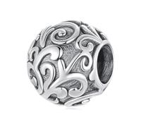 ZUOHUI Breloques vintage en argent sterling 925 en forme de feuille de parchemin, compatibles avec les bracelets et colliers Pandora/Biagi/Troll/Chamilia (coffret cadeau inclus)