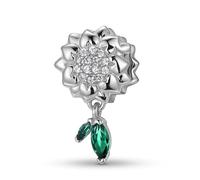 ZUOHUI Charme de tournesol en argent sterling 925 | Oxydé avec CZ | Convient à Pandora | Bijoux DIY | Cadeau scintillant for les femmes