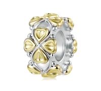 ZUOHUI Charms en forme de trèfle à quatre feuilles pour la création de bijoux DIY - Perles porte-bonheur en cuivre plaqué or pour bracelets Pandora