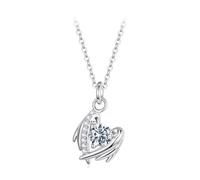 ZUOHUI Collier ailes de cœur en moissanite 0,5 ct for femme, argent sterling 925, hypoallergénique, chaîne O Flash, pendentif d'amour volant, cadeau for son anniversaire de Saint-Valentin