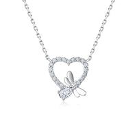 ZUOHUI Collier libellule en argent S925, pendentif en Moissanite, Design Unique, chaîne superposée, for maman et femme, saint-valentin(Silver)