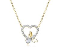 ZUOHUI Collier libellule en argent S925, pendentif en Moissanite, Design Unique, chaîne superposée, for maman et femme, saint-valentin(Gold)