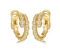 ZUOHUI Créoles unisexes en argent sterling S925, motif os de serpent et moissanites, idéales for les trajets quotidiens et les occasions spéciales.