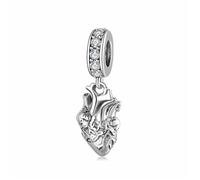 ZUOHUI Ensemble de breloques anatomiques médicales S925 (cœur, cerveau, os) | Argent sterling oxydé | Bijoux et cadeaux compatibles Pandora for infirmières et sœurs(A)
