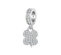 ZUOHUI Ensemble de breloques en argent sterling S925 - Perles cœur, trèfle à quatre feuilles et papillon for bijoux DIY, cadeau for femme for bracelets (trou de 0,45 cm)(BSC1242)