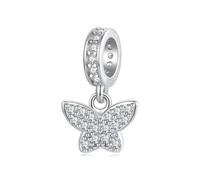 ZUOHUI Ensemble de breloques en argent sterling S925 - Perles cœur, trèfle à quatre feuilles et papillon for bijoux DIY, cadeau for femme for bracelets (trou de 0,45 cm)(BSC1243)