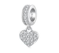 ZUOHUI Ensemble de breloques en argent sterling S925 - Perles cœur, trèfle à quatre feuilles et papillon for bijoux DIY, cadeau for femme for bracelets (trou de 0,45 cm)(BSC211)