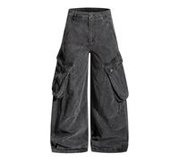 ZUOHUI Pantalon Cargo for Hommes 100% Coton Coupe Ample avec Poches surdimensionnées | Vêtements décontractés et Quotidiens for Les Jeunes de 18 à 25 Ans | Pantalon Large Effet Vieilli(XXL)